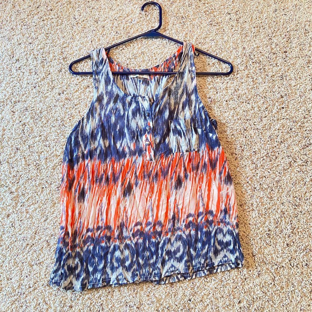 Blue, Cream, & Orange Sheer Tank Small
